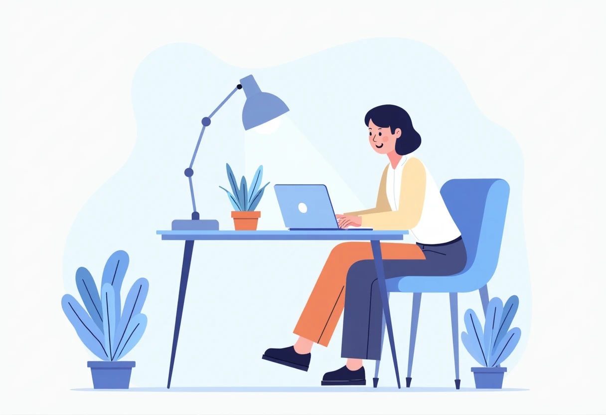 Remote work setup with natural elements