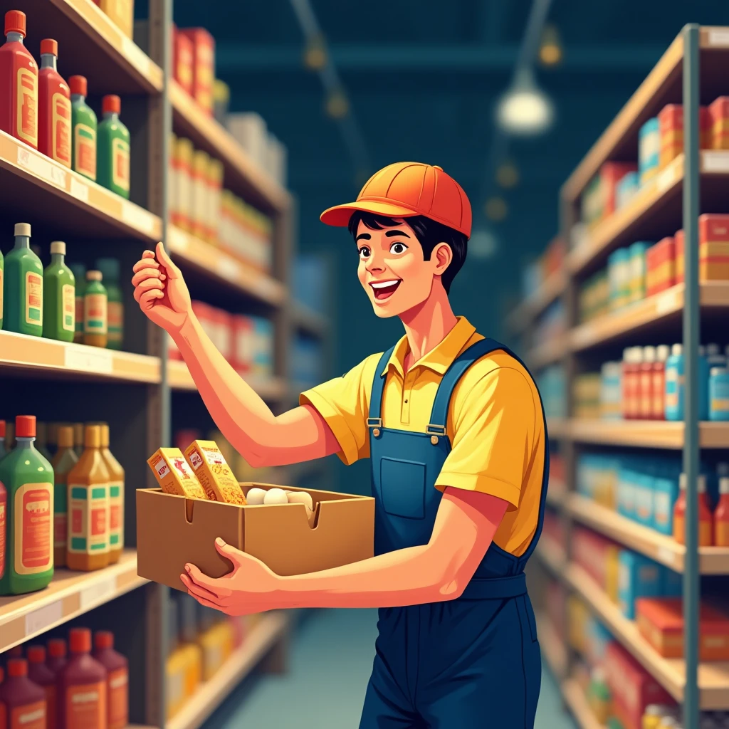 Retail employee in action
