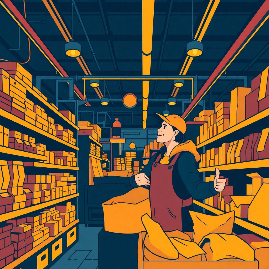 Retail worker in action