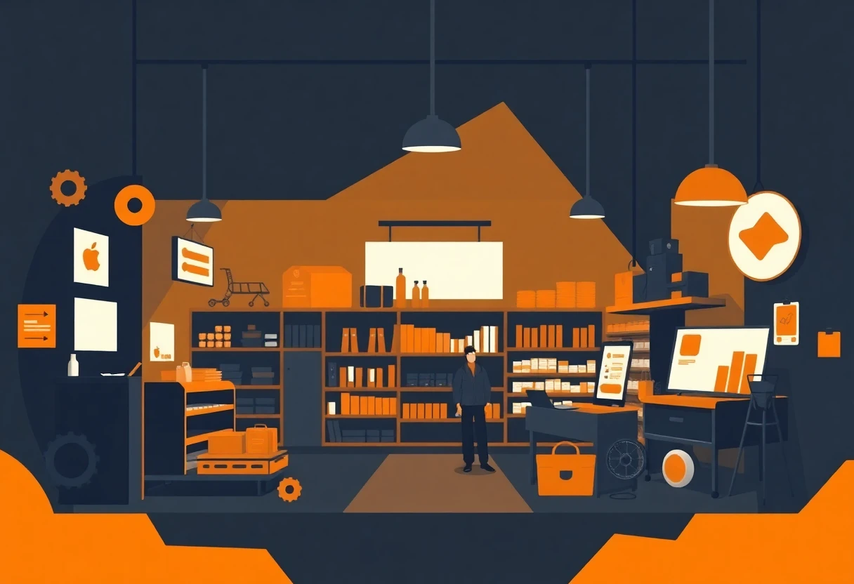 Inside a bustling retail store