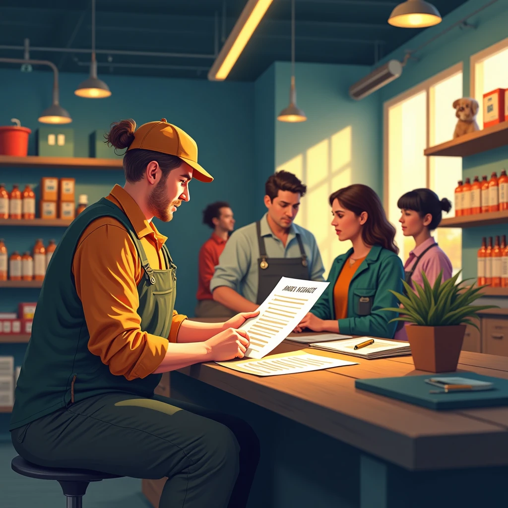 Retail manager reviewing applications