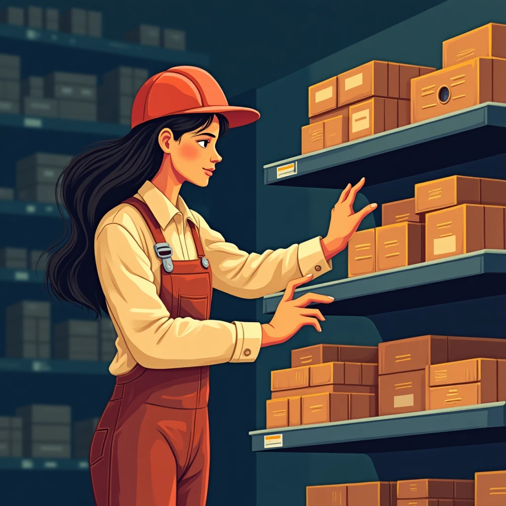 Retail worker organizing shelves