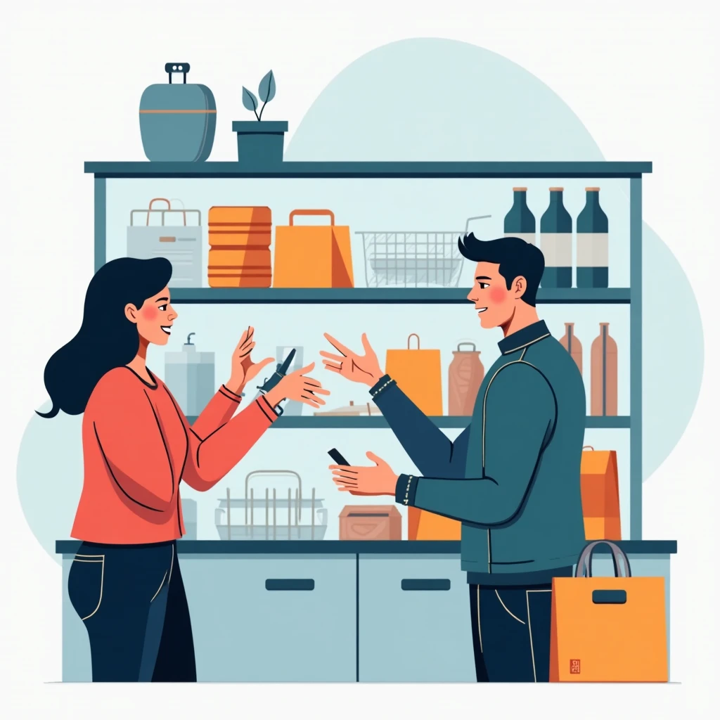 Retail associate helping a customer