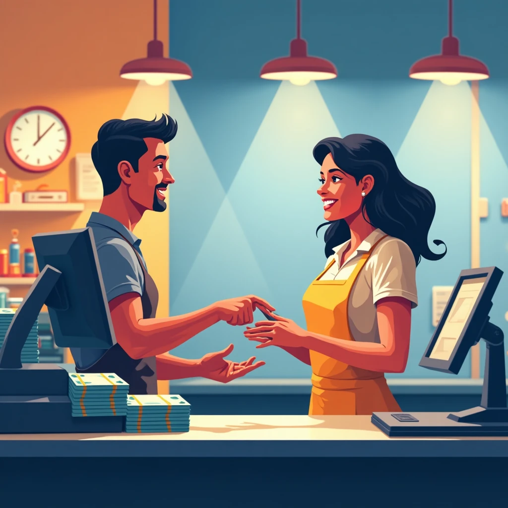 Cashier at work