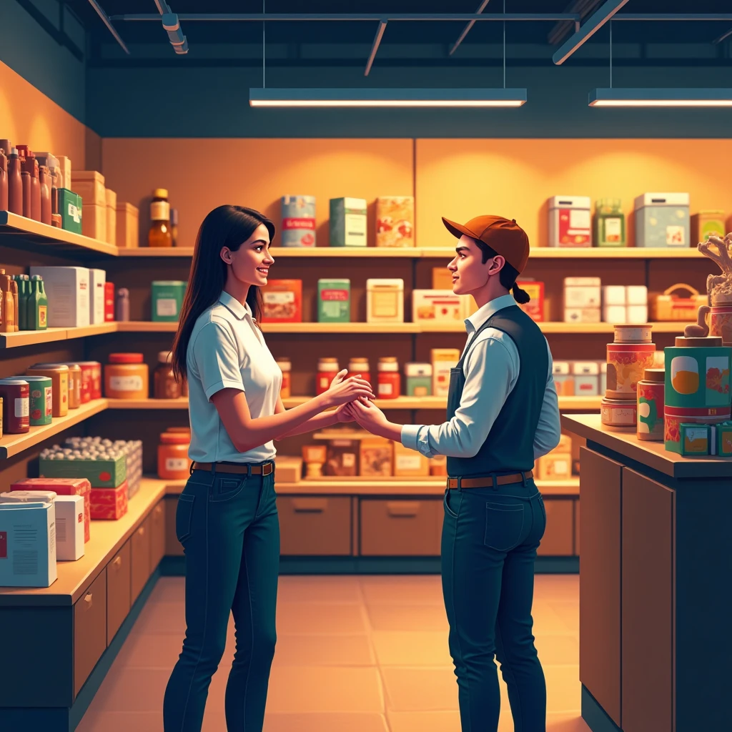 Retail worker helping a customer