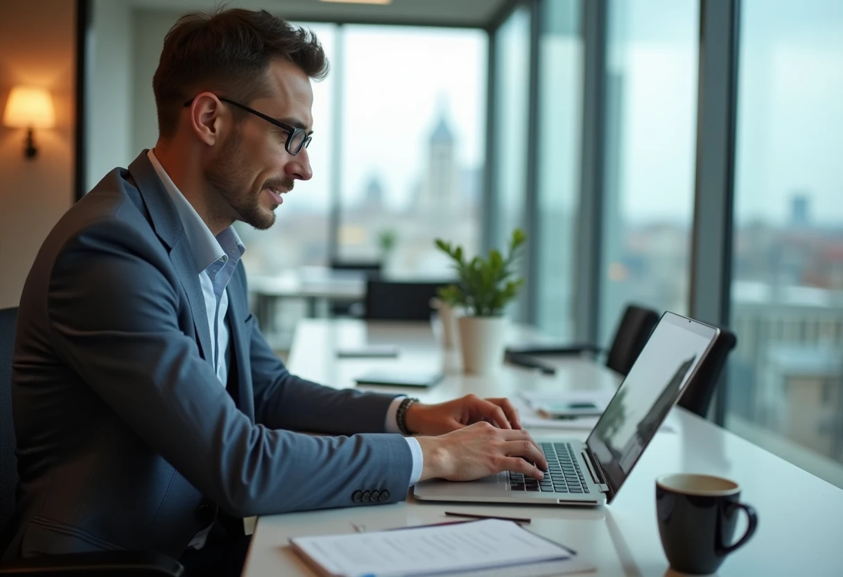 Executive reviewing sales reports