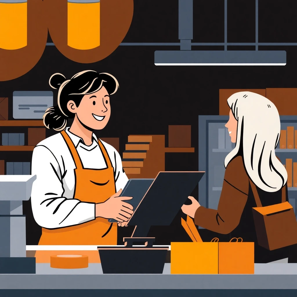 Cashier assisting a customer