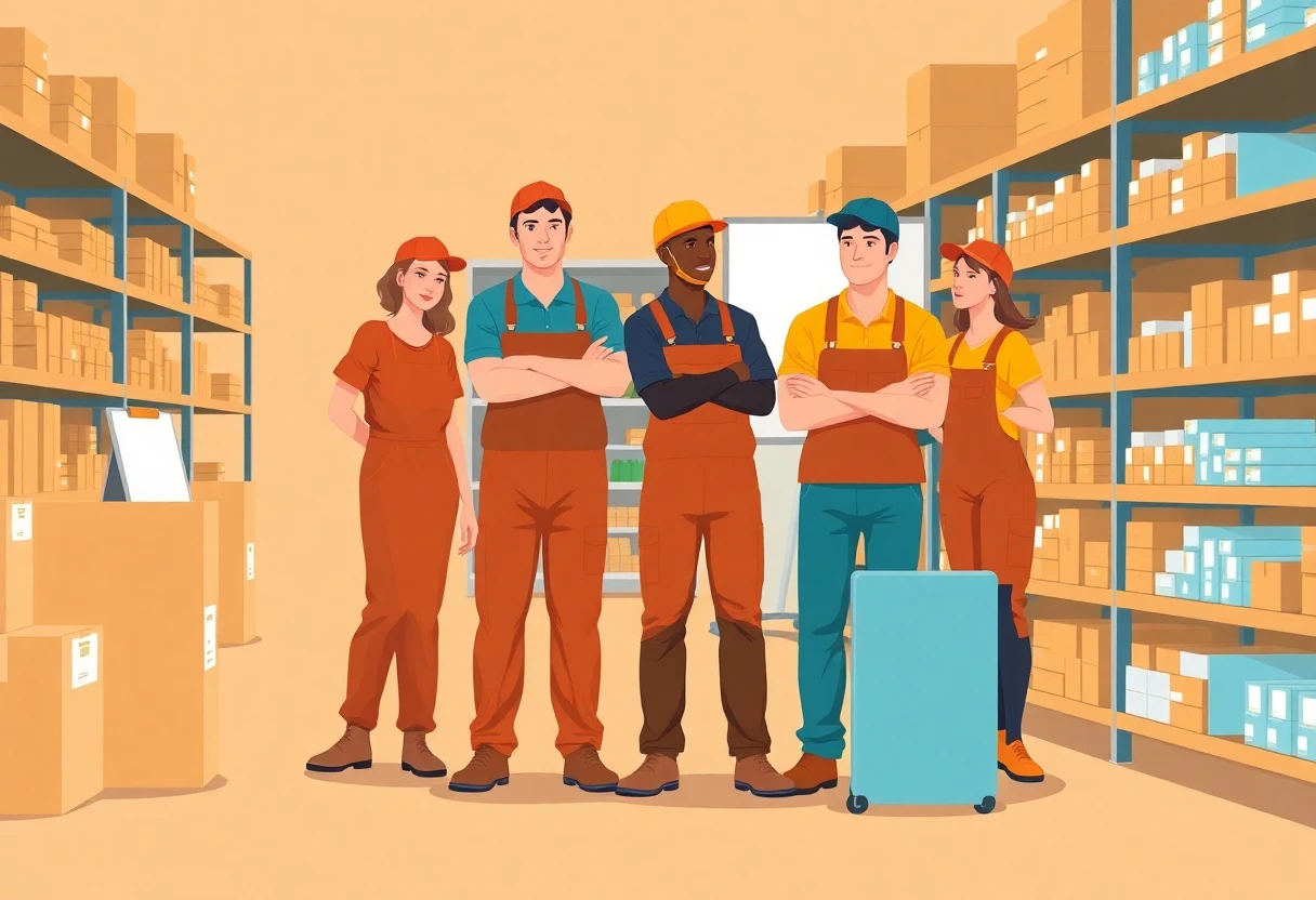 Retail team organizing store shelves