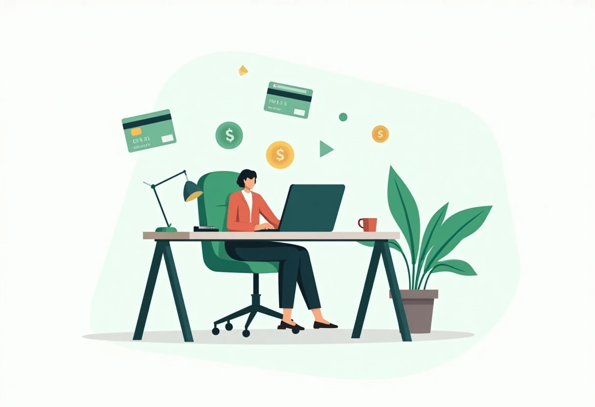 Freelancer managing expenses with rewards cards