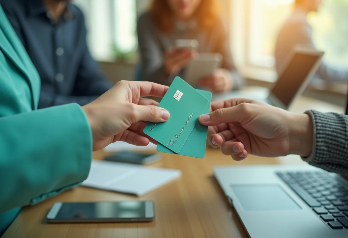 Credit card comparison in a modern office