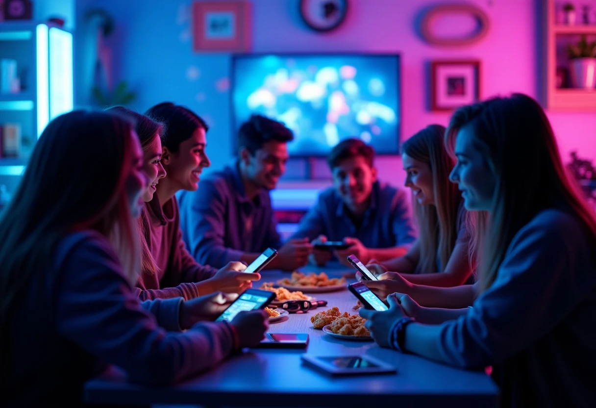 Teens enjoying gaming apps