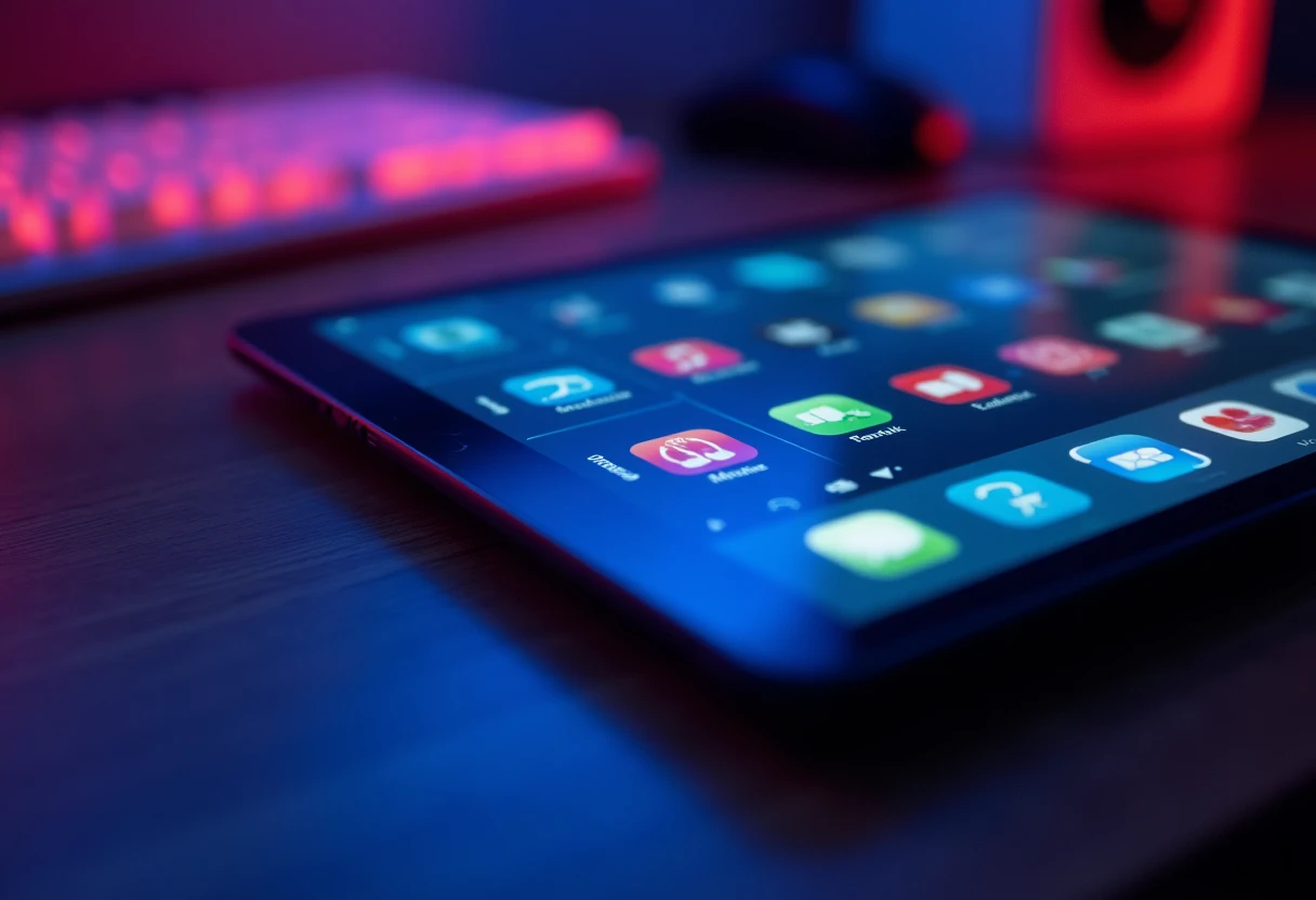 Music app interface on tablet