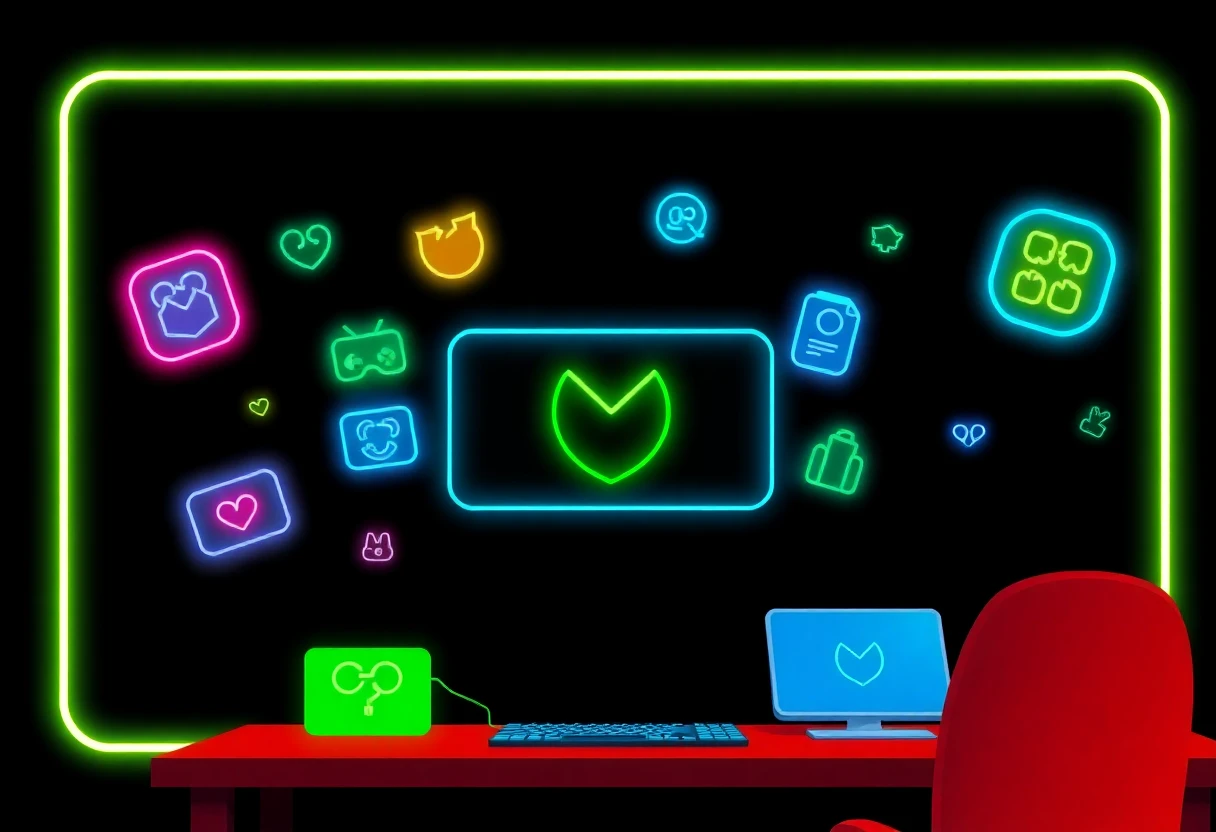 Neon gaming icons for Roblox apps
