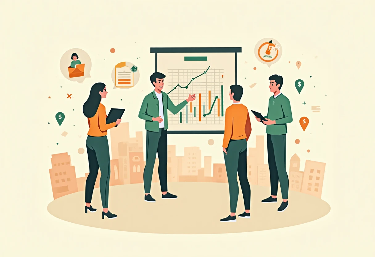 Equipo de ventas en planificación estratégica