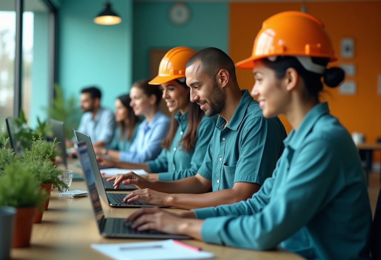 Software engineers collaborating in a modern office