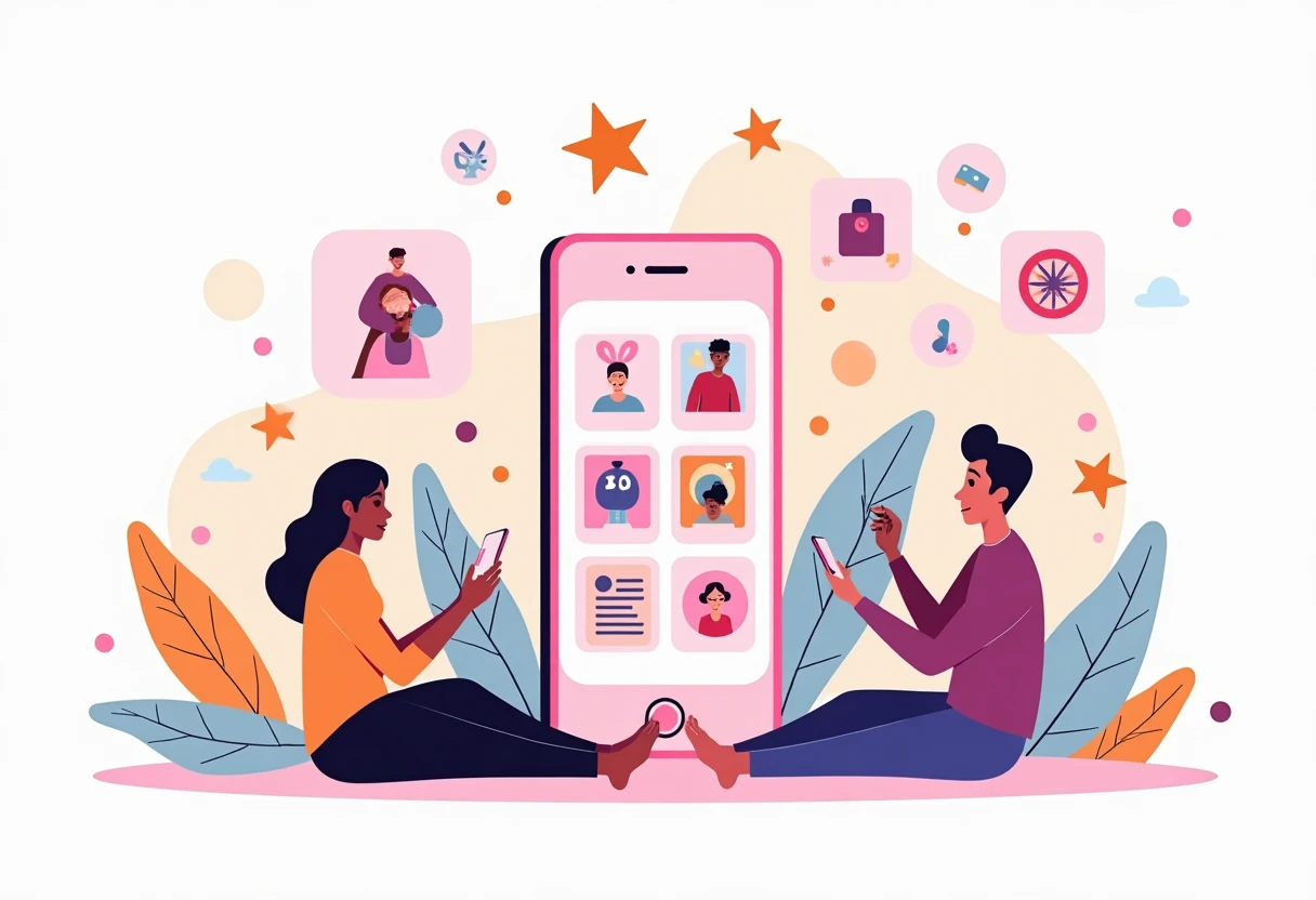 Festive app icons in an abstract arrangement