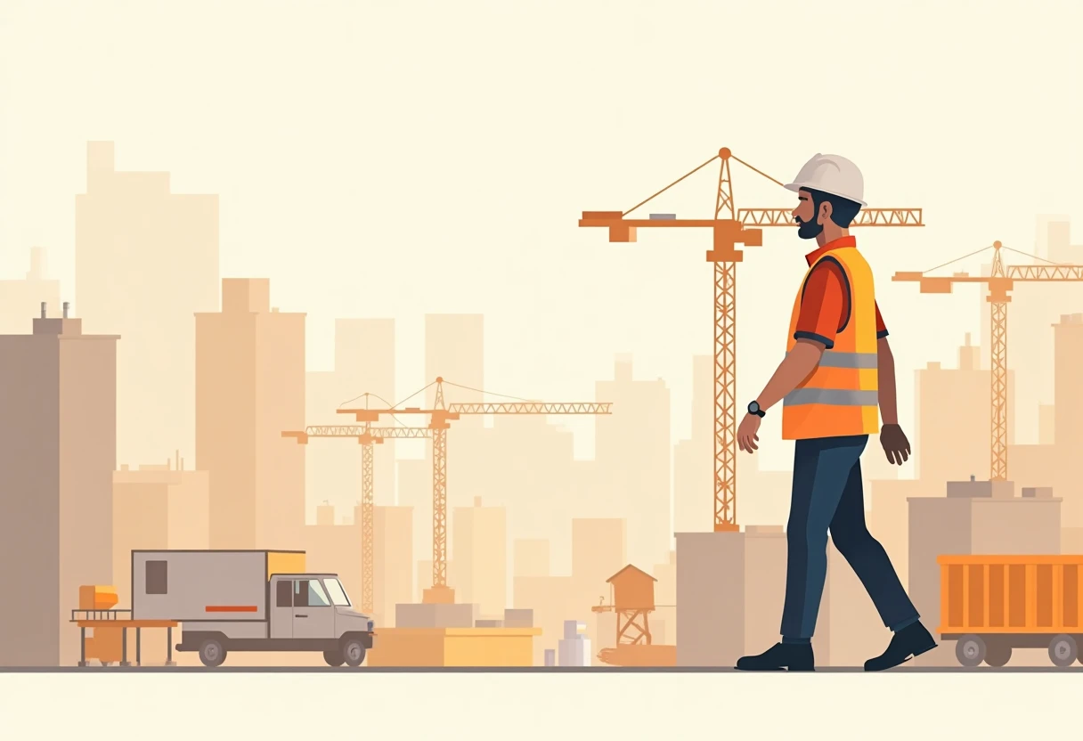 Construction site security officer on duty