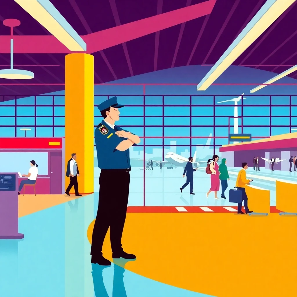 Airport security officer at work