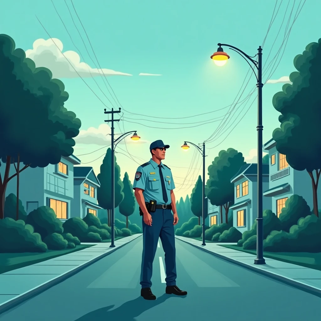 Residential security guard on patrol