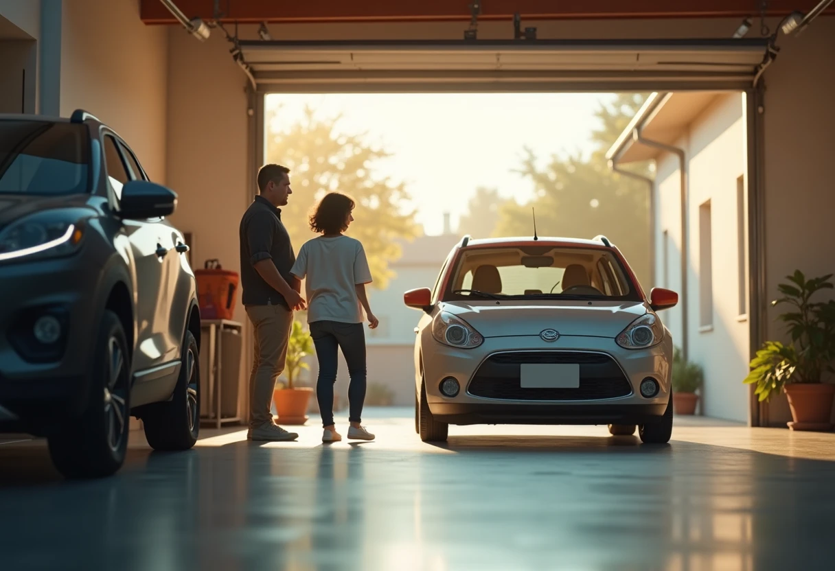 Carro seguro em garagem moderna