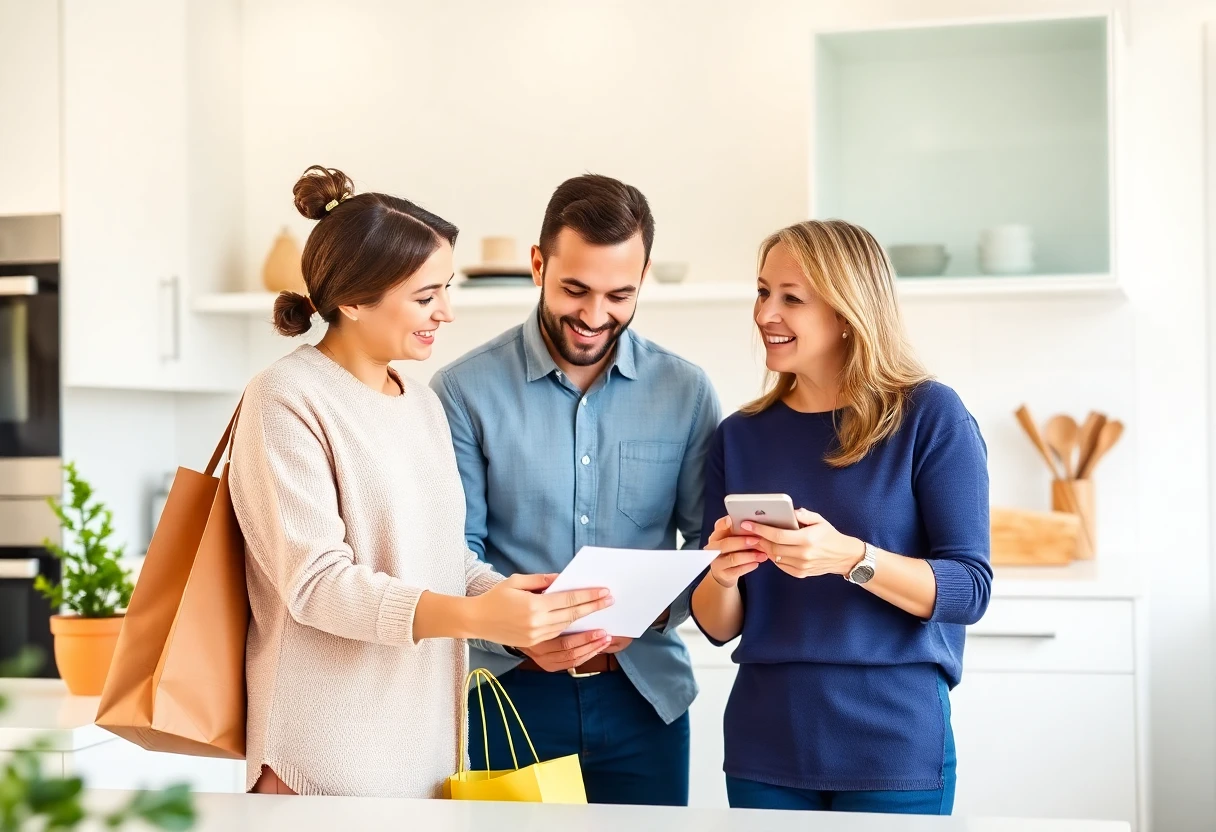 Family discussing mortgage choices