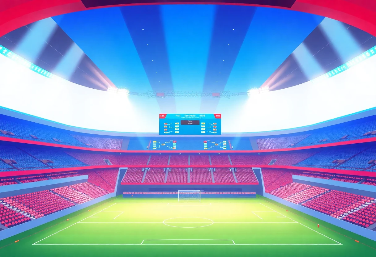 Ilustración de un estadio de fútbol vibrante