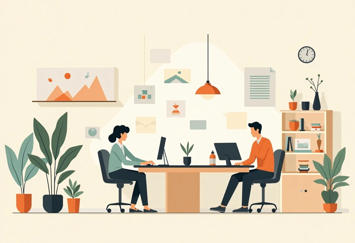 Agents de service client au travail