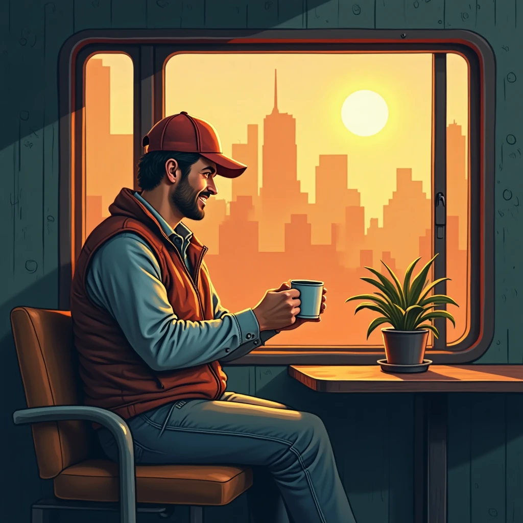 Delivery driver on break
