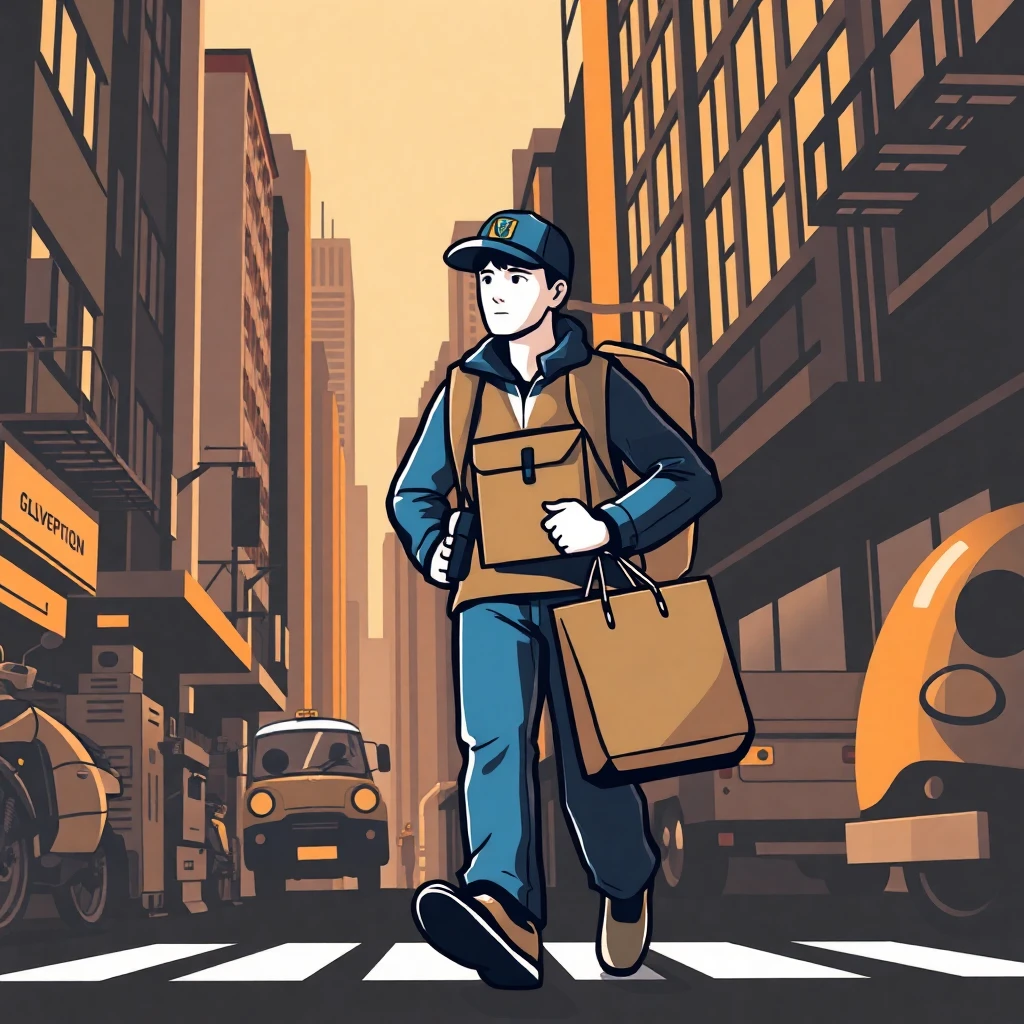 Courier in a city
