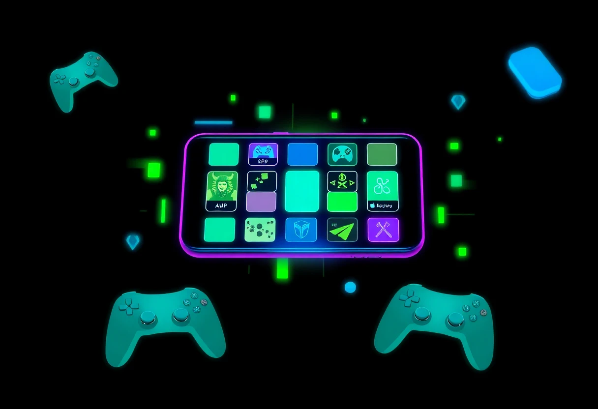 Mobile games app grid