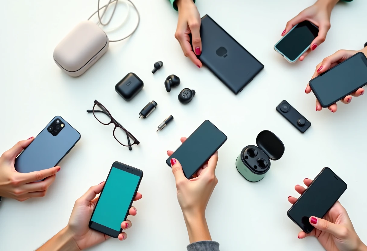Utilisateurs avec smartphones et écouteurs