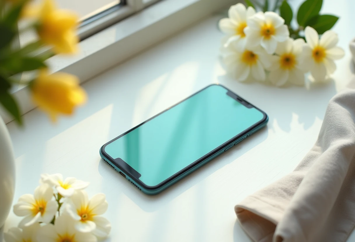 Frühlingshaftes Smartphone-Setup