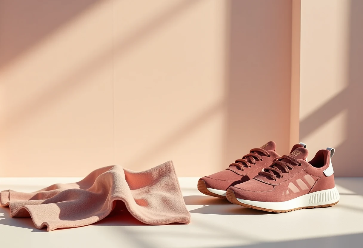 Stilvolle Sneaker auf Betonboden