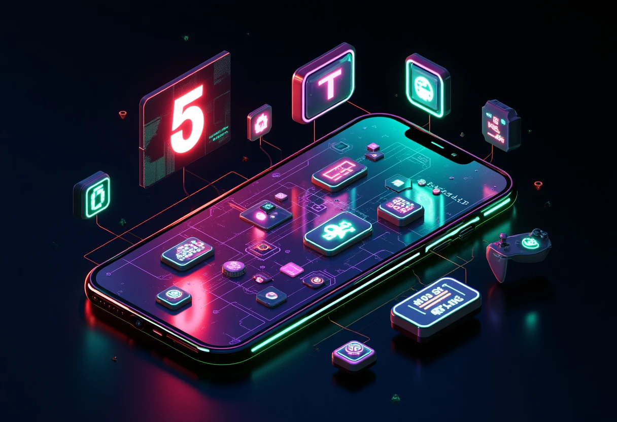 Social media app icons in a cyberpunk style