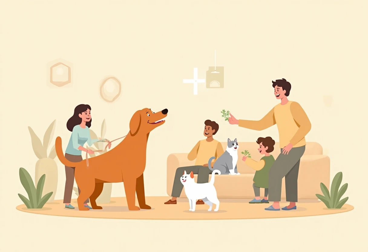 Animaux de compagnie dans un cadre chaleureux