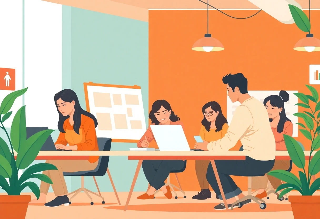 Freelancers collaborating in a coworking space