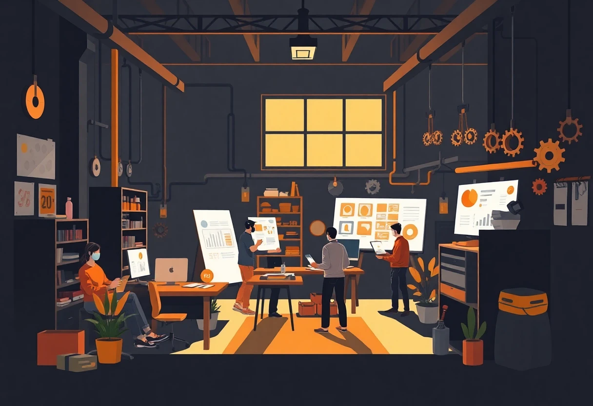 Startup office with collaboration