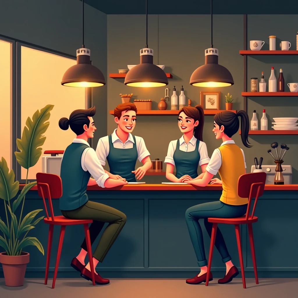 Baristas discutant de leurs salaires