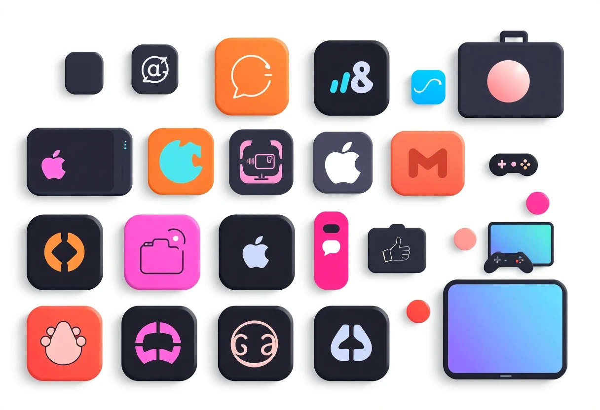 Diverse streaming app icons