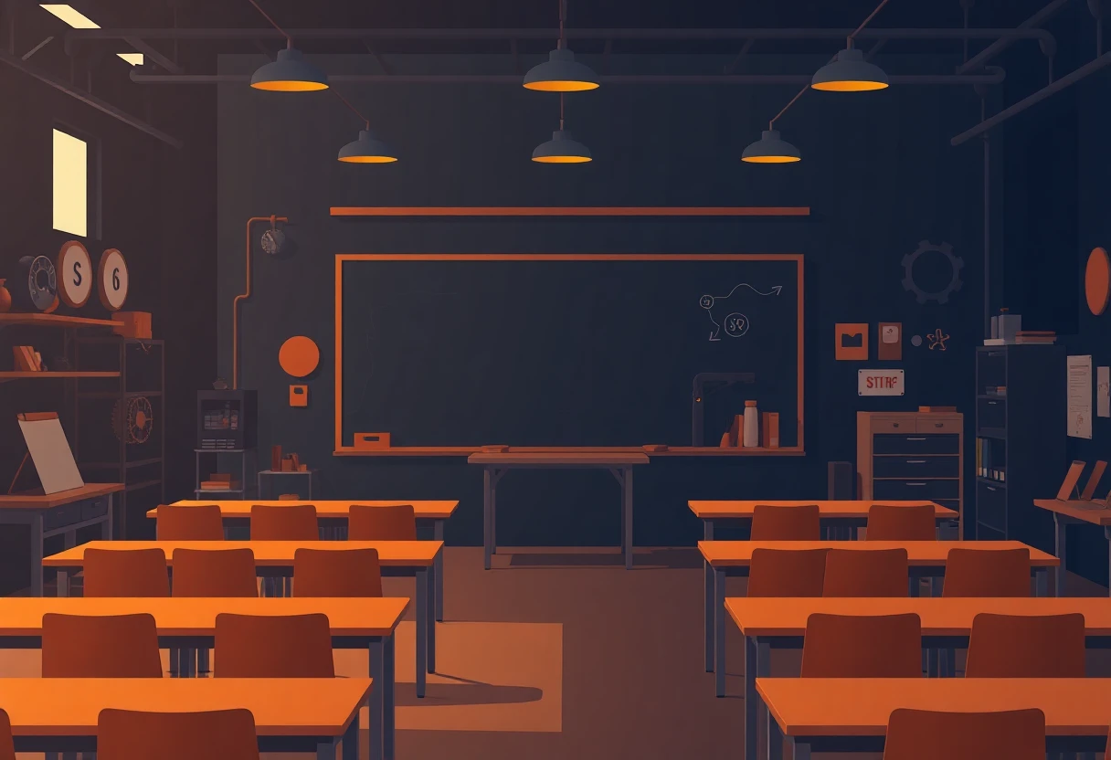 Classroom setting with warm lighting