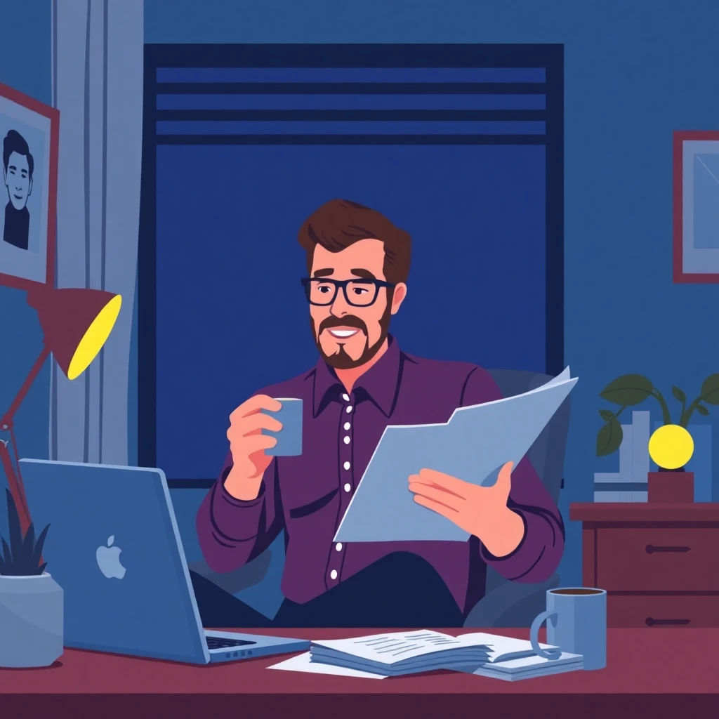 Teacher working late