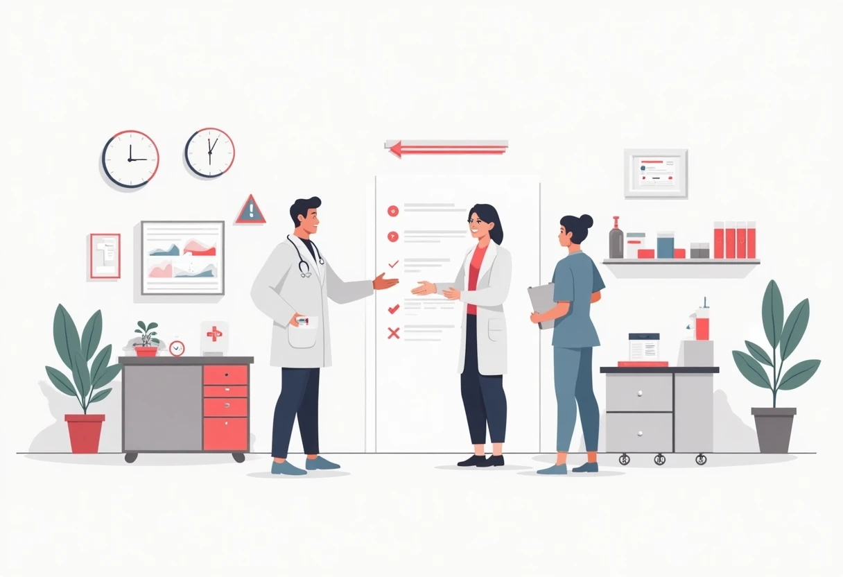 Healthcare professionals discussing in a hospital room