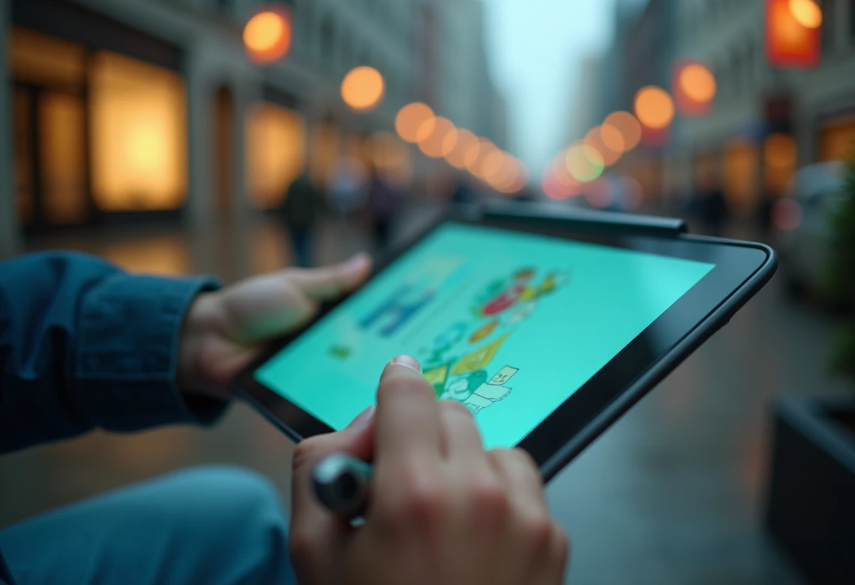 Digital artist using a tablet