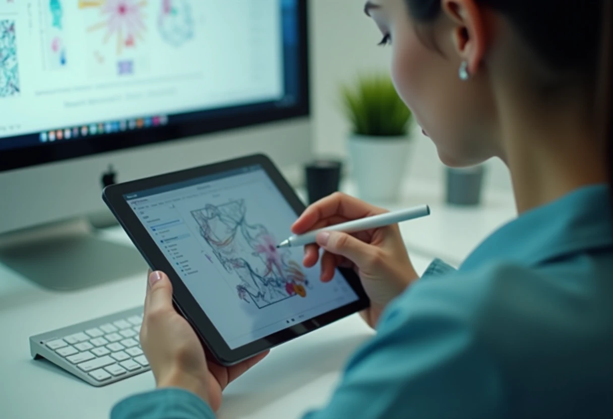 Professional drawing on a tablet