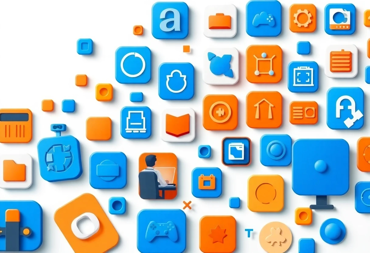 Collection of gaming app icons