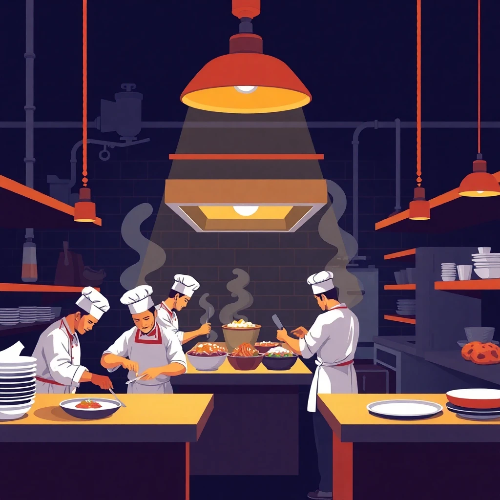Restaurant kitchen night shift