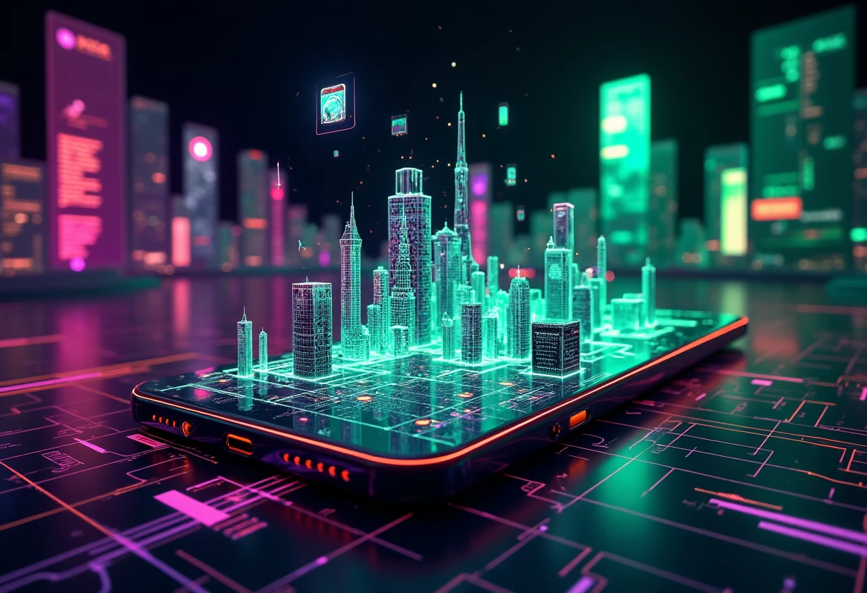Futuristic social media app landscape