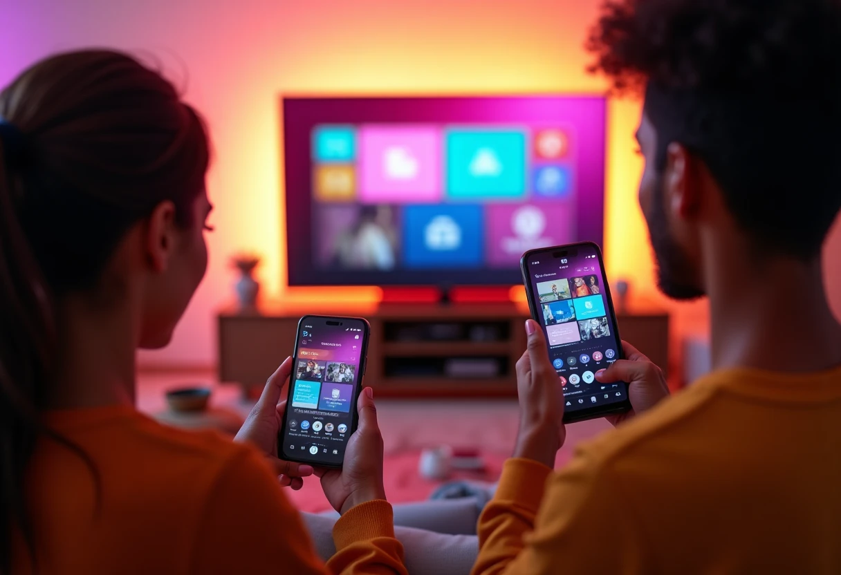 Streaming app interface in a living room