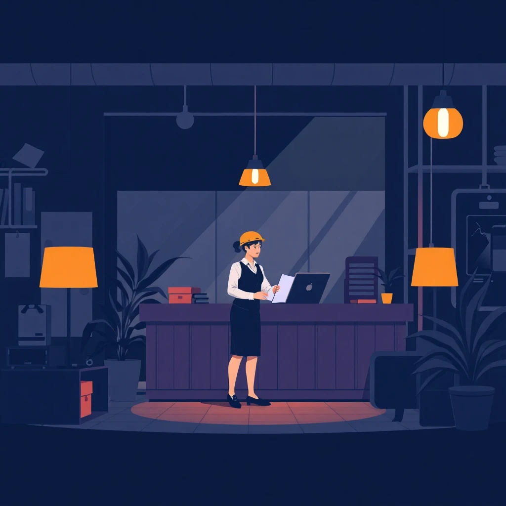 Night receptionist at work