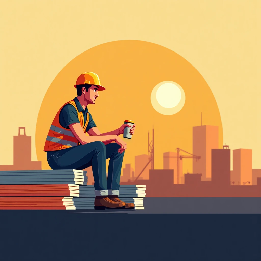 Construction worker resting